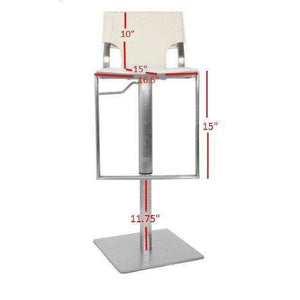 Armondo Gas Lift Swivel Bar Stool - Contemporary White Leather Design with Sleek Stainless Steel Base