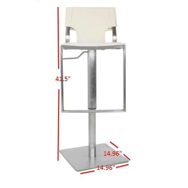 Armondo Gas Lift Swivel Bar Stool - Contemporary White Leather Design with Sleek Stainless Steel Base