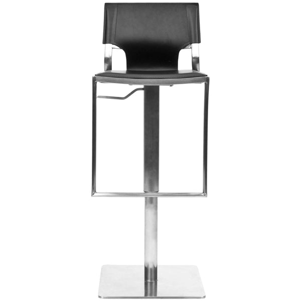 Armondo Gas Lift Swivel Bar Stool - Contemporary White Leather Design with Sleek Stainless Steel Base