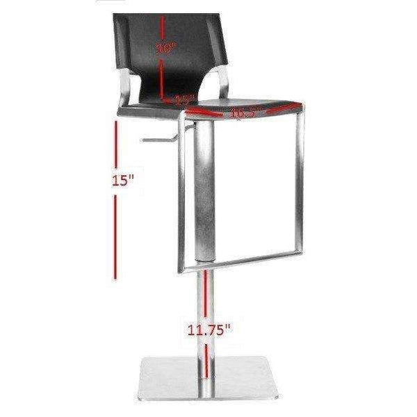 Armondo Gas Lift Swivel Bar Stool - Contemporary White Leather Design with Sleek Stainless Steel Base