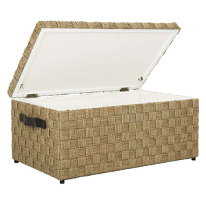 Ashban Rattan Trunk - Stylish Seagrass Storage Chest with Handles for Contemporary Living Spaces