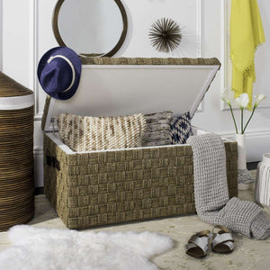Ashban Rattan Trunk - Stylish Seagrass Storage Chest with Handles for Contemporary Living Spaces