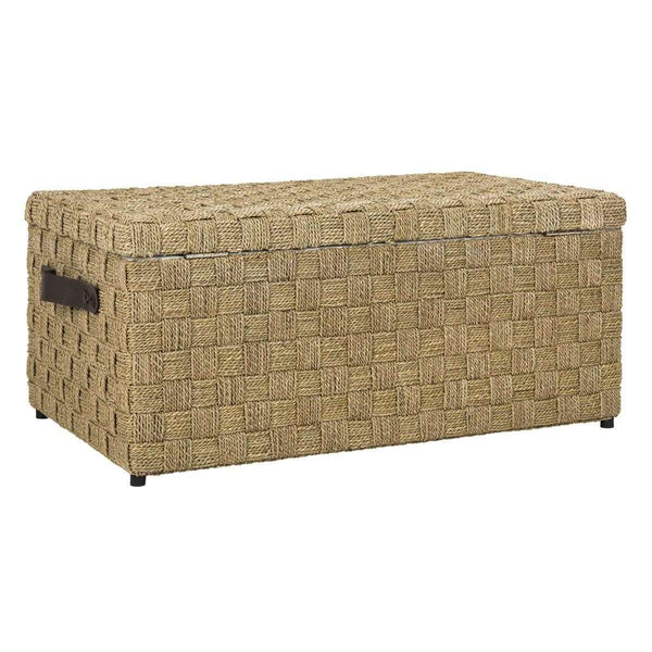 Ashban Rattan Trunk - Stylish Seagrass Storage Chest with Handles for Contemporary Living Spaces