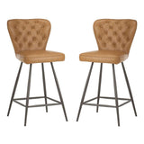 Ashby 26"H Mid Century Modern Leather Tufted Swivel Counter Stool - Set of 2