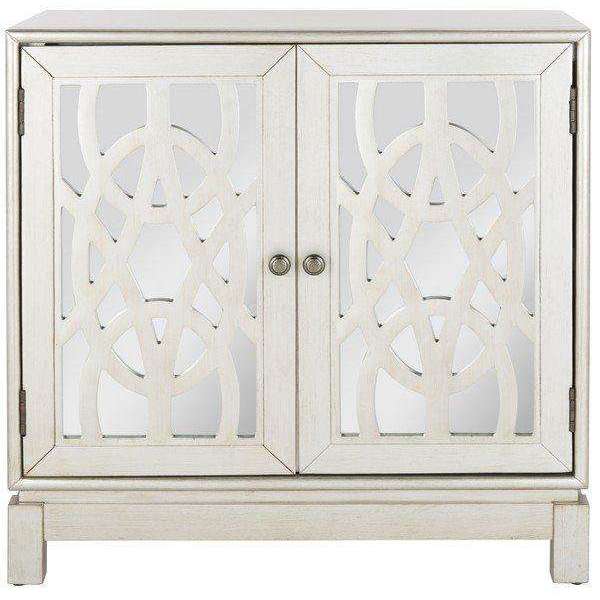 Ashlynn 2-Door Chest – Elegant Silver Finish & Rubberwood Design for Timeless Old Hollywood Charm