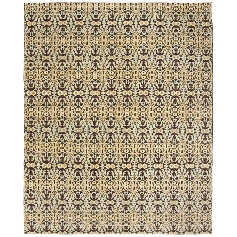 Asian Fusion Hand-Knotted Wool Rug - Elegant Transitional Design with Authentic Silk Road Motifs