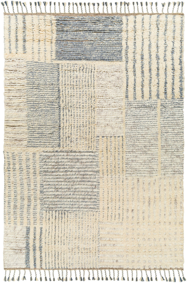Sahara SAH-2306 Global Wool Rug SAH2306-69 Cream, Taupe, Medium Gray, Dark Brown, Denim 100% Wool 6' x 9'