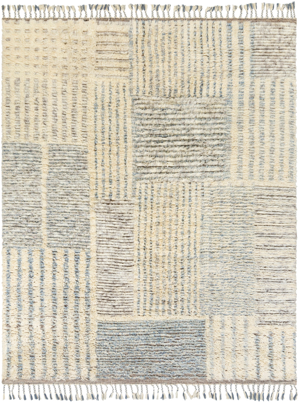 Sahara SAH-2306 Global Wool Rug SAH2306-81012 Cream, Taupe, Medium Gray, Dark Brown, Denim 100% Wool 8'10" x 12'