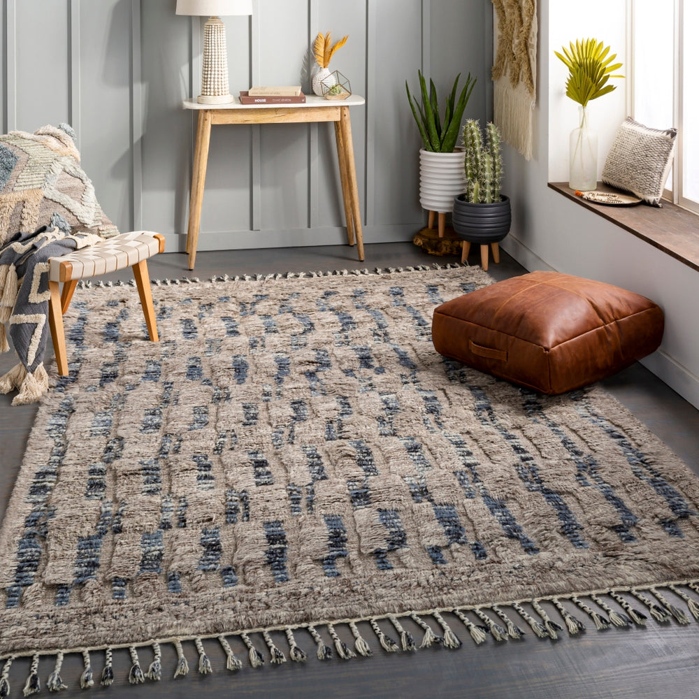 Sahara SAH-2308 Global Wool Rug SAH2308-81012 Taupe, Cream, Medium Gray, Dark Brown, Navy, Denim 100% Wool 8'10" x 12'