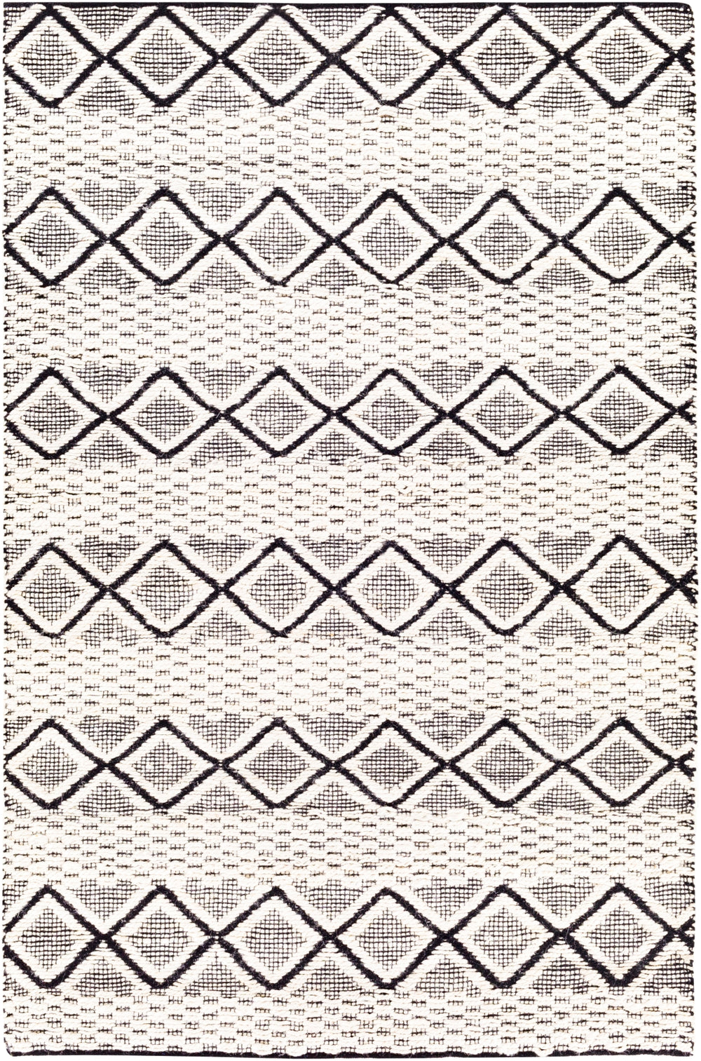 Santa Barbara SBB-2301 Global Jute, Cotton Rug SBB2301-81012 Cream, Black 80% Jute, 20% Cotton 8'10" x 12'