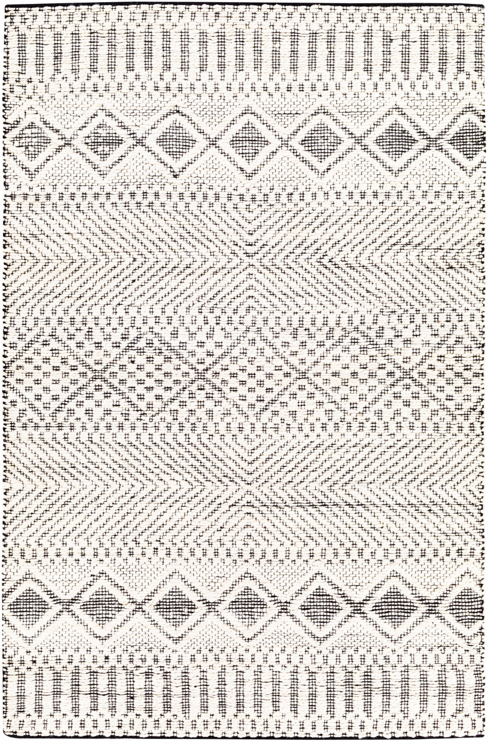 Santa Barbara SBB-2303 Global Jute, Cotton Rug SBB2303-81012 Cream, Black 80% Jute, 20% Cotton 8'10" x 12'
