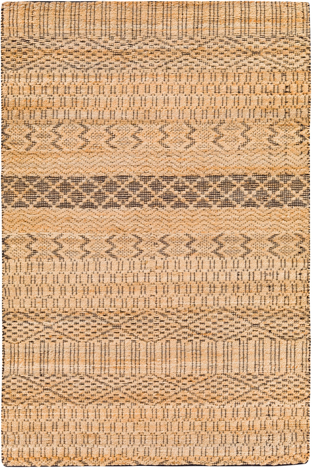 Santa Barbara SBB-2306 Global Jute, Cotton Rug SBB2306-81012 Tan, Black 80% Jute, 20% Cotton 8'10" x 12'