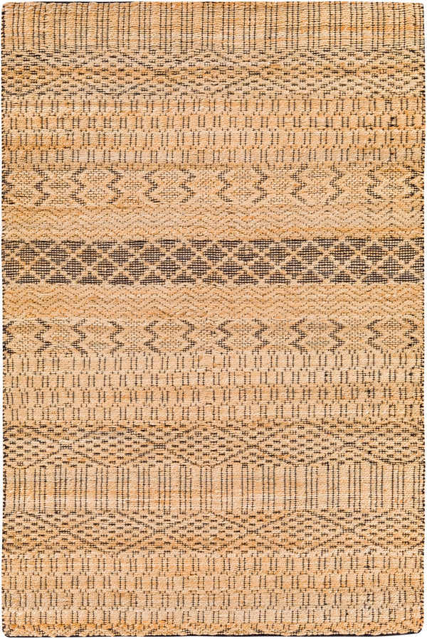 Santa Barbara SBB-2306 Global Jute, Cotton Rug SBB2306-81012 Tan, Black 80% Jute, 20% Cotton 8'10" x 12'