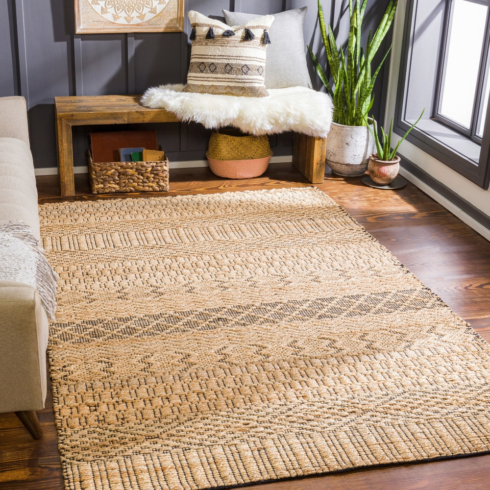 Santa Barbara SBB-2306 Global Jute, Cotton Rug SBB2306-81012 Tan, Black 80% Jute, 20% Cotton 8'10" x 12'
