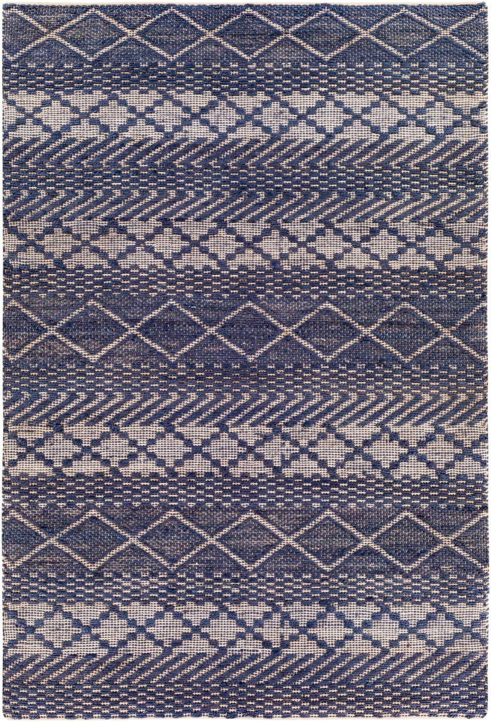 Santa Barbara SBB-2307 Global Jute, Cotton Rug SBB2307-81012 Navy, Beige 80% Jute, 20% Cotton 8'10" x 12'