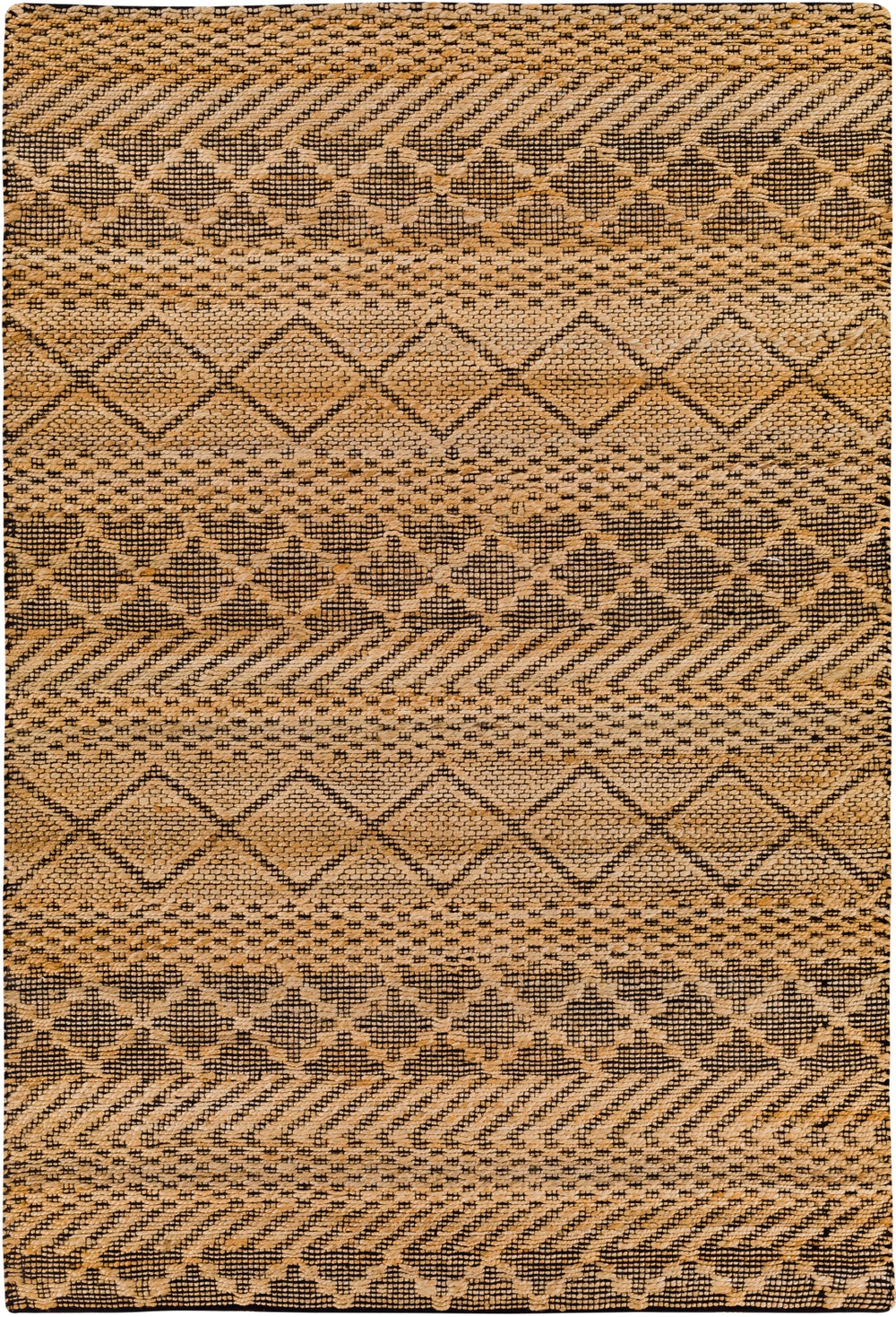 Santa Barbara SBB-2310 Global Jute, Cotton Rug SBB2310-81012 Tan, Black 80% Jute, 20% Cotton 8'10" x 12'