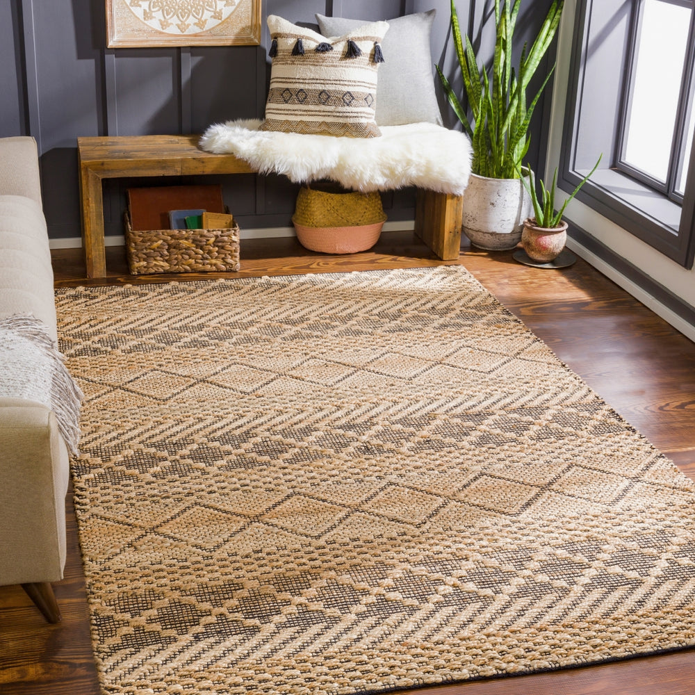 Santa Barbara SBB-2310 Global Jute, Cotton Rug SBB2310-81012 Tan, Black 80% Jute, 20% Cotton 8'10" x 12'