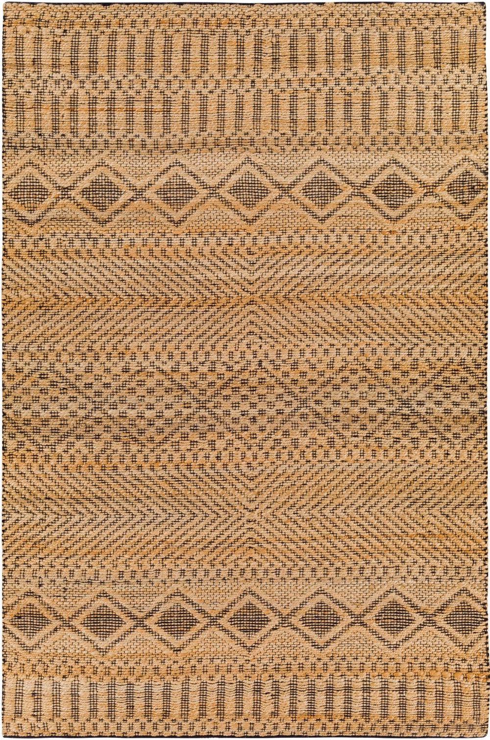 Santa Barbara SBB-2311 Global Jute, Cotton Rug SBB2311-81012 Tan, Black 80% Jute, 20% Cotton 8'10" x 12'