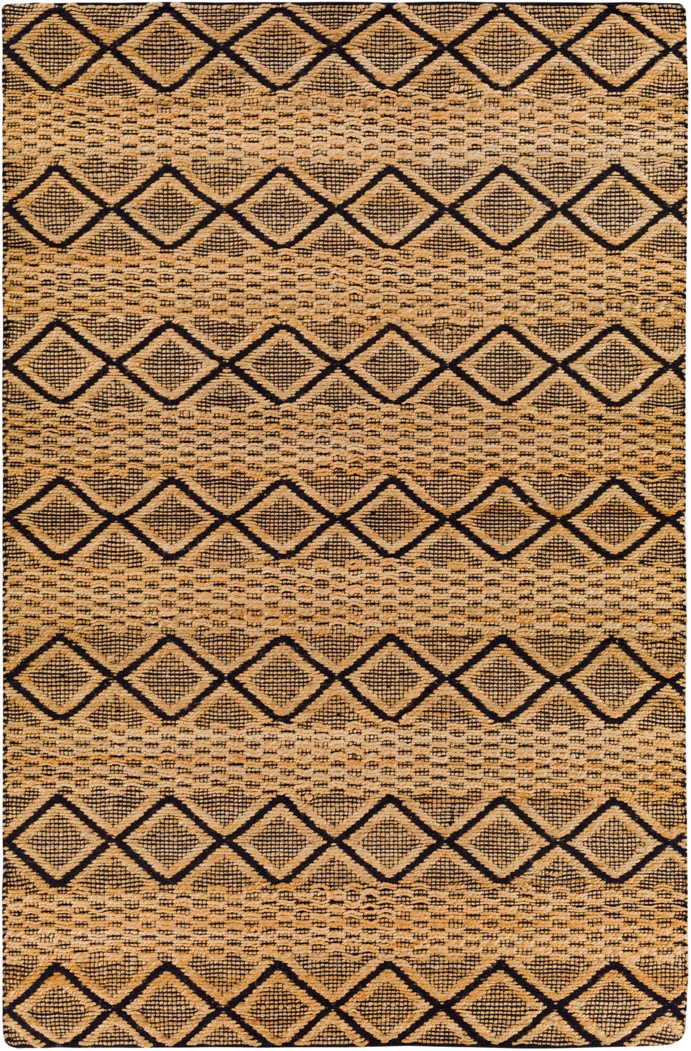 Santa Barbara SBB-2313 Global Jute, Cotton Rug SBB2313-81012 Tan, Black 80% Jute, 20% Cotton 8'10" x 12'