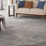 Nourison Rustic Textures RUS15 Painterly Machine Made Power-loomed Indoor Area Rug Light Grey/Blue 7'10" x round 99446836113