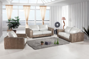 VIG Furniture Divani Casa Cordova Modern Bronze & White Leather Sofa Set VGBNSBL-9228