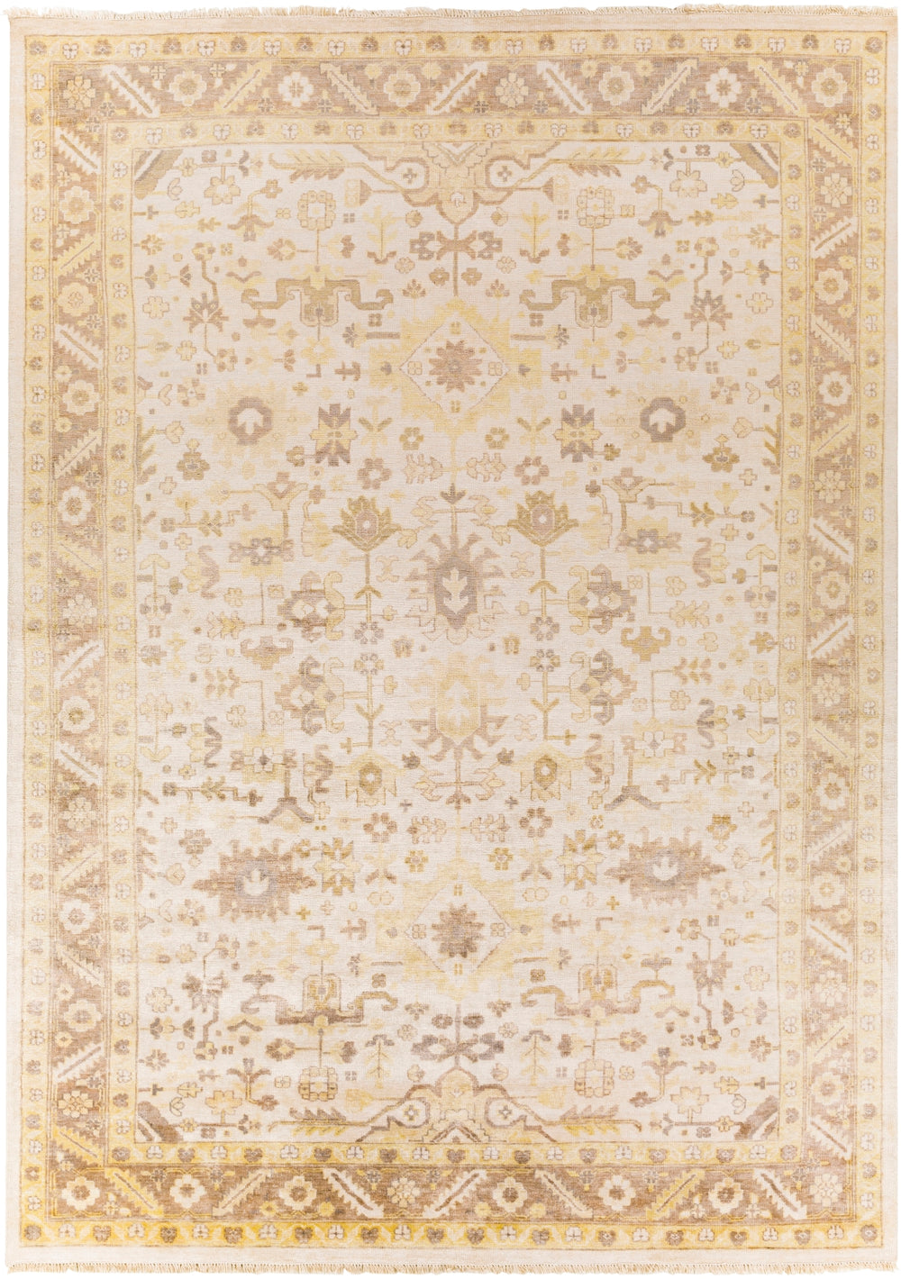 Sabine SBN-1000 Traditional Viscose Rug SBN1000-913 Khaki, Cream, Camel, Medium Gray 100% Viscose 9' x 13'