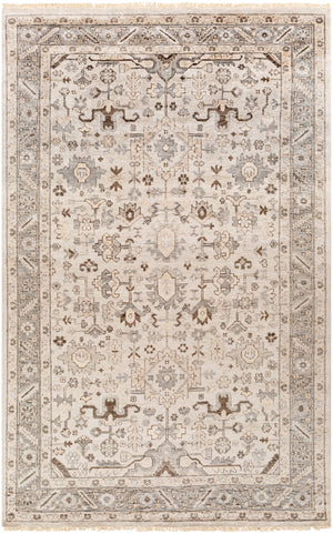 Sabine SBN-1001 Traditional Viscose Rug SBN1001-913 Light Gray, Khaki, Medium Gray, Dark Brown 100% Viscose 9' x 13'