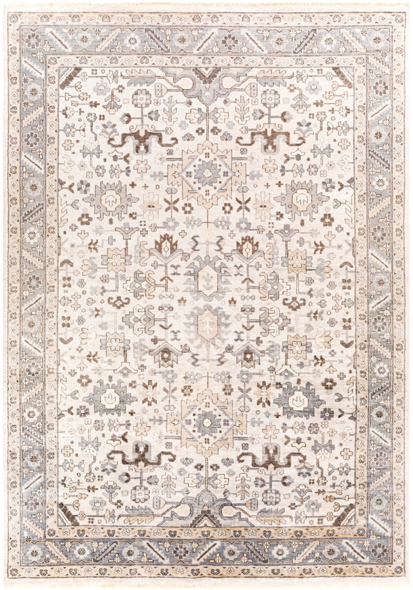Sabine SBN-1001 Traditional Viscose Rug SBN1001-811 Light Gray, Khaki, Medium Gray, Dark Brown 100% Viscose 8' x 11'