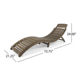 Lahaina Outdoor Acacia Wood Foldable Chaise Lounge, Gray Noble House