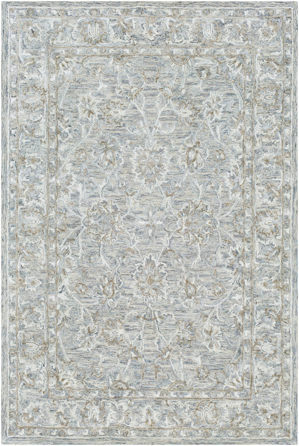 Shelby SBY-1001 Traditional Wool, Viscose Rug SBY1001-913 Denim, Sage, Seafoam, Taupe, Cream 60% Wool, 40% Viscose 9' x 13'