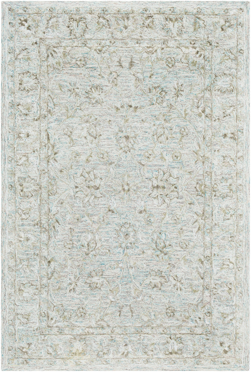 Shelby SBY-1002 Traditional Wool, Viscose Rug SBY1002-913 Emerald, Light Gray, Dark Brown 60% Wool, 40% Viscose 9' x 13'