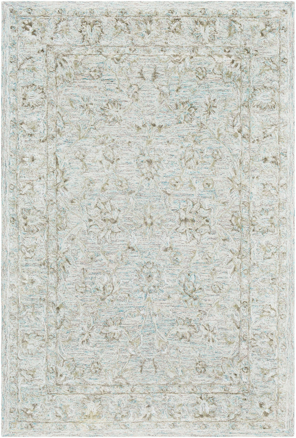 Shelby SBY-1002 Traditional Wool, Viscose Rug SBY1002-913 Emerald, Light Gray, Dark Brown 60% Wool, 40% Viscose 9' x 13'