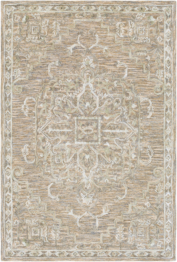 Shelby SBY-1007 Traditional Wool, Viscose Rug SBY1007-913 Camel, Aqua, Sage 60% Wool, 40% Viscose 9' x 13'