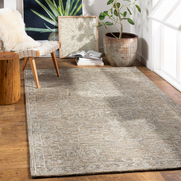 Shelby SBY-1007 Traditional Wool, Viscose Rug SBY1007-913 Camel, Aqua, Sage 60% Wool, 40% Viscose 9' x 13'