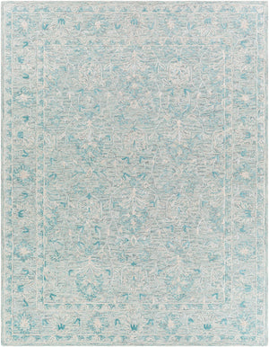 Shelby SBY-1012 Traditional Wool, Viscose Rug SBY1012-913 Teal, Seafoam, Medium Gray, Light Gray, Beige 60% Wool, 40% Viscose 9' x 13'