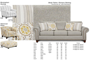 Fusion 109 Transitional Cocktail Ottoman 109 Alpenrose Daisy