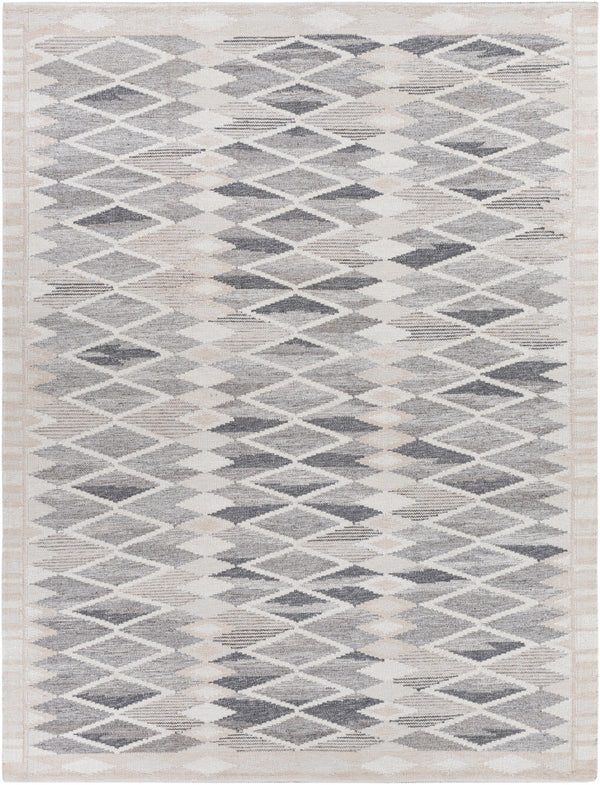 Scandi SCD-2303 Modern Viscose, Wool, Cotton, Linen Rug SCD2303-912 Charcoal, Medium Gray, Light Gray, Beige, Cream 60% Viscose, 20% Wool, 10% Cotton, 10% Linen 9' x 12'