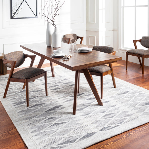 Scandi SCD-2303 Modern Viscose, Wool, Cotton, Linen Rug SCD2303-912 Charcoal, Medium Gray, Light Gray, Beige, Cream 60% Viscose, 20% Wool, 10% Cotton, 10% Linen 9' x 12'