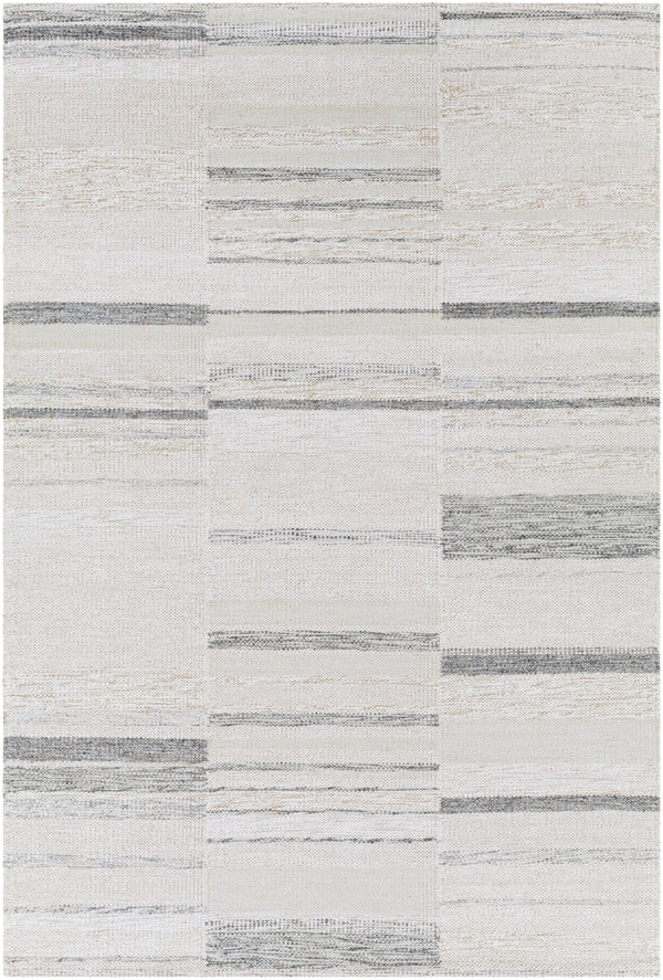 Scandi SCD-2305 Modern Viscose, Acrylic, Wool Rug SCD2305-576 Charcoal, Medium Gray, Light Gray, Tan, Beige, Cream 75% Viscose, 15% Acrylic, 10% Wool 5' x 7'6"