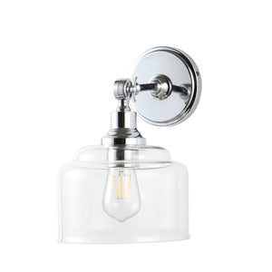 Lansor Wall Sconce Set of 2 - Modern Chrome Finish with Sculptural Glass Shade for Artistic Shine