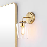 Prospect Wall Sconce - Vintage Elegance with Mid-Century Glass Shade & Industrial Brass Base