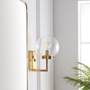 Safavieh Ganon Wall Sconce -Set Of 2 Satin Brass/Clear Metal SCN4084A-SET2