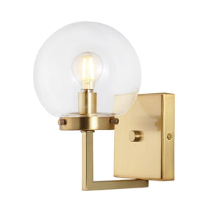 Safavieh Ganon Wall Sconce -Set Of 2 Satin Brass/Clear Metal SCN4084A-SET2