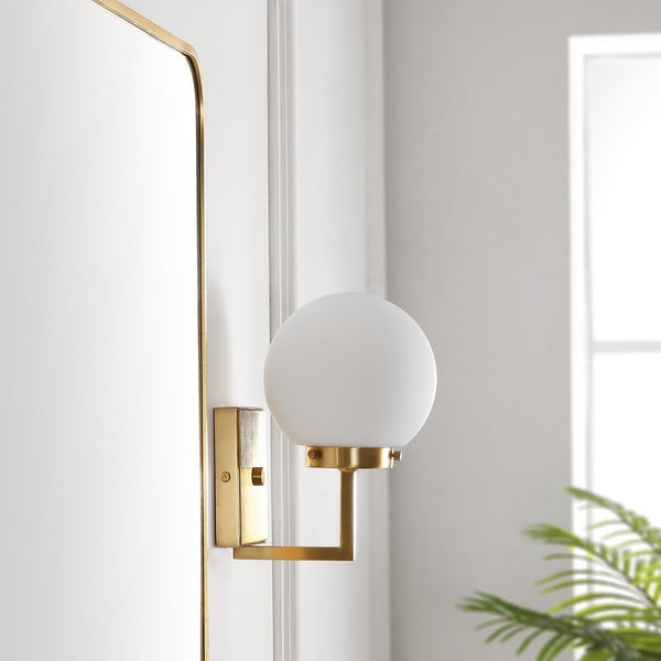 Safavieh Ganon Wall Sconce -Set Of 2 Satin Brass/Opal Metal SCN4084B-SET2