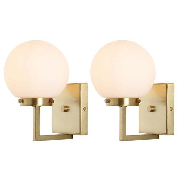 Safavieh Ganon Wall Sconce -Set Of 2 Satin Brass/Opal Metal SCN4084B-SET2