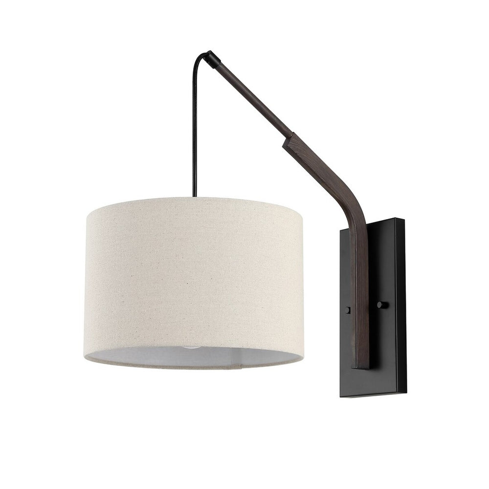 Safavieh Noldita, 19 Inch, Black/Walnut/Natural, Iron/Fabric Wall Sconce Set Of 2 - Set of 2 Multi Metal SCN4102A-SET2