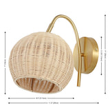 Safavieh Nahum, 8.5 Inch, Natural/Brass, Rattan/Iron Wall Sconce Set Of 2 - Set of 2 Natural / Brass SCN4105A-SET2