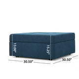 Chatsworth Contemporary Tufted Fabric Storage Ottoman with Rolling Casters, Navy Blue Noble House
