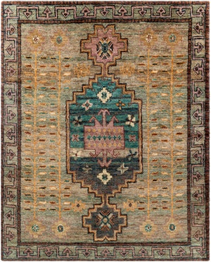 Scarborough SCR-5161 Global Jute Rug SCR5161-810 Dark Green, Teal, Rose, Saffron, Taupe, Beige 100% Jute 8' x 10'