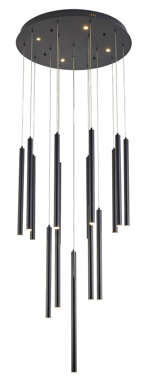 Bethel Black Chandelier in Stainless Steel